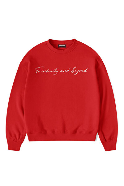 To Infinity Ön Baskılı Oversize Sweatshirt Kırmızı