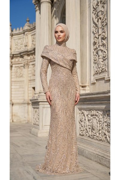 perfectmegastore New Elegans Taş İşlemeli Abiye Elbise-2452