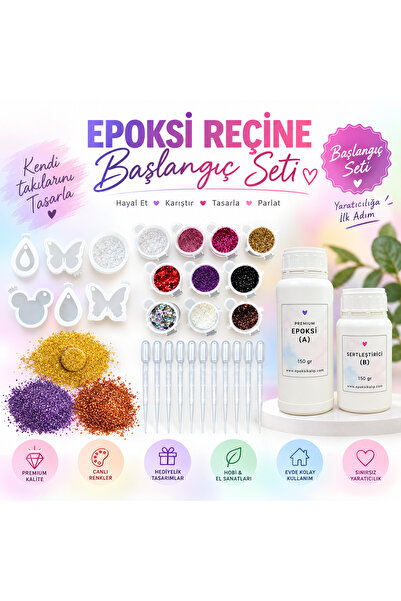epoksi kalıp cank Epoksi Başlangıç Set 34 Parça + 150GR EPOKSİ / Epoksi Kalıp...