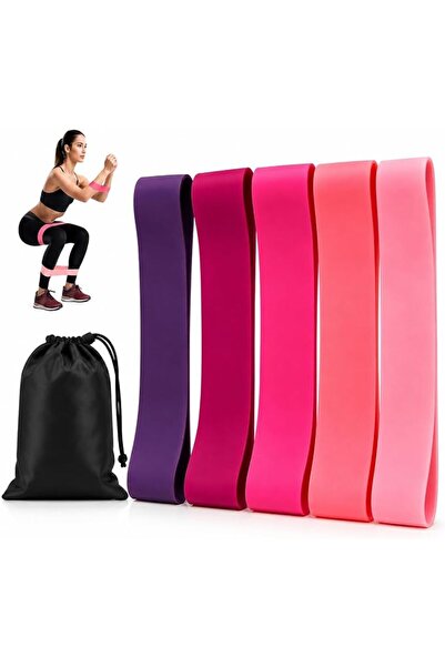 Mamlakat Al Oud Resistance Loop Bands Set of 5 with Storage Bag | Natural Rub...