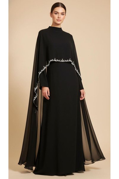 perfectmegastore Ahsen Pelerin Detaylı Elbise-8601