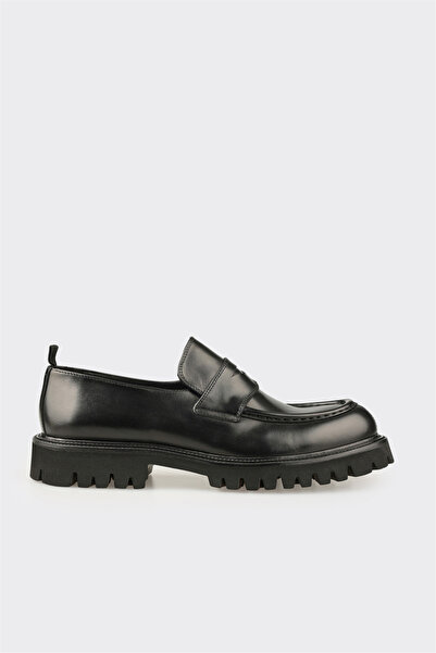Elle Shoes Siyah Deri Erkek Günlük Loafer