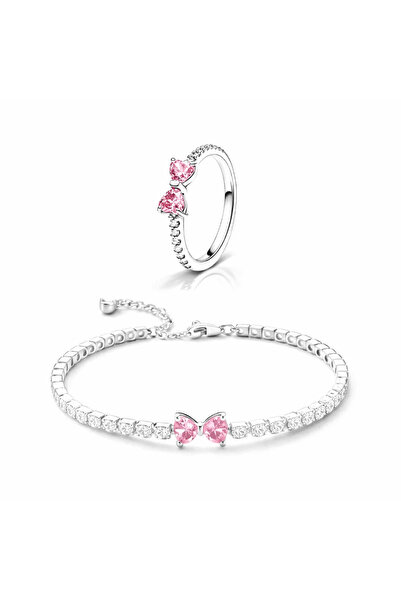 Belora Set bijuterii Inel și brățară Pink Bow