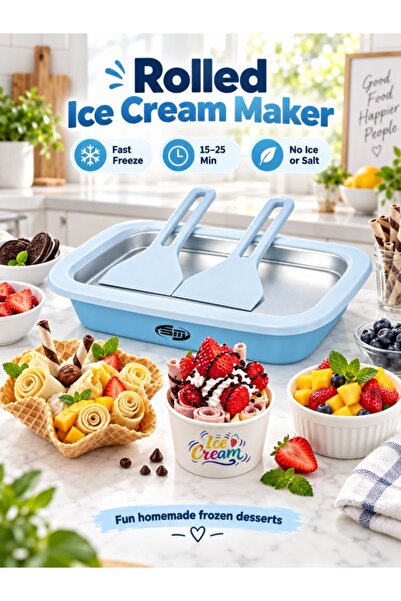 Kijarda Rolled Ice Cream Maker Tray, Fast Freeze Gel Plate with 2 Scrapers, N...
