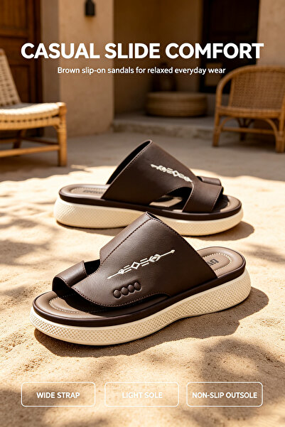 Khatwat Rijal Modern Men's Summer Slides - Ergonomic Arch Support & Durable S...