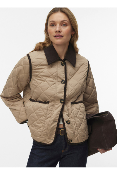 Vero Moda Bej Kadın Kapitone Mont 10336811-171312 TCX