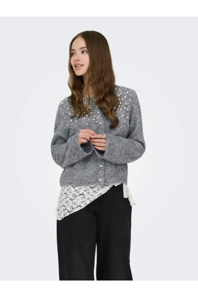 ONLY Onlmıggıe Ls O-Neck Pearl Cardı Knt Noos Women's Sweater 15375519