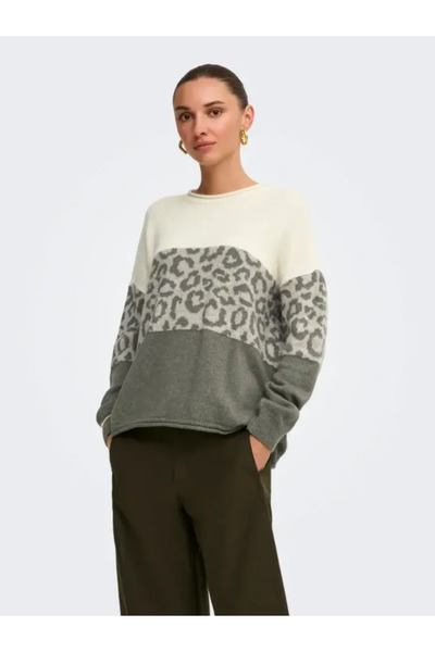 ONLY Onljade Anımal Ls O-Neck Knt Noos Women's Sweater 15294969
