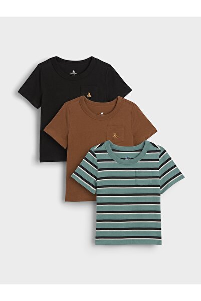GAP Erkek Bebek Çok Renkli Mix & Match Cep T-Shirt (3’lü)