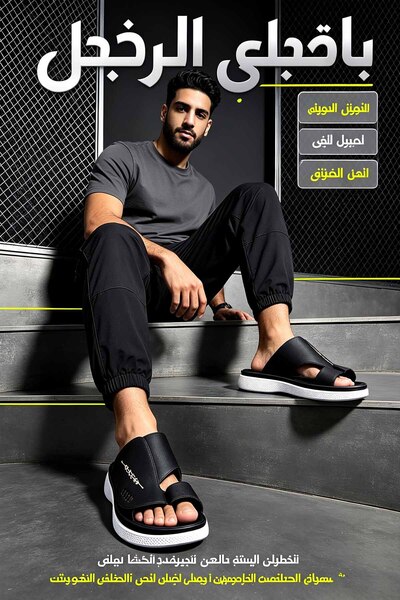 Khatwat Rijal Modern Men's Summer Slides - Ergonomic Arch Support & Durable S...