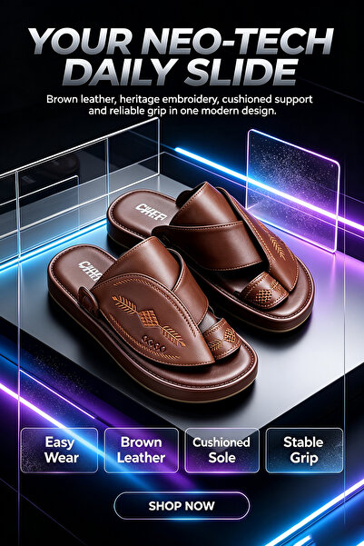 Alnoor Global Store Thick Sole Geometric Patterned Leather Mules for Daily Wear
