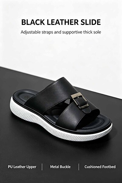 Khatwat Rijal Relaxed Fit Men's Slide Sandals - Easy Wear Design with Heel Cu...