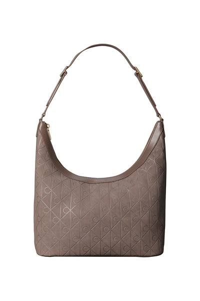 Calvin Klein Vizon Kadın Omuz Çantası EMBLEM AOP SUEDED M SHOULDER BAG