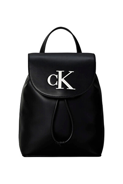 Calvin Klein Siyah Kadın Sırt Çantası BOLD CK FLAP MINI BACKPACK