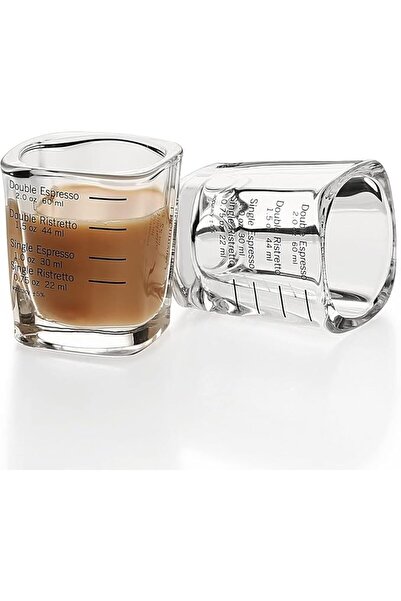 GENERAL Compact Espresso Cups Set with Built-in Scale - 2-Piece Thickened Gla...
