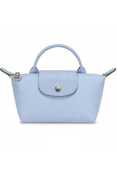 LONGINES Women Mini Dumpling Handbag, Blue Nylon Top Handle Bag with Detachab...