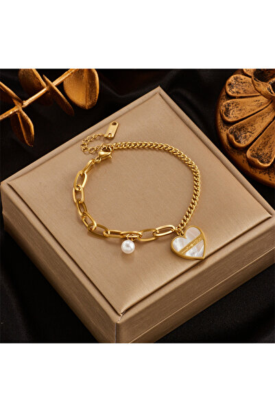 Choice B673 DIEYURO 316L Stainless Steel Gold Color Heart Butterfly Thick Bra...