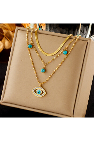 Choice N2051 DIEYURO 316L Stainless Steel Butterfly Moon Lock Blue Eyes Penda...