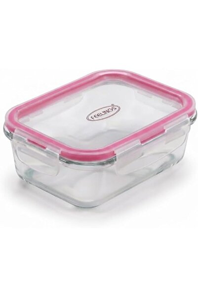 Feelings Feilings Borosilicate Glass Storage Container with Pink Silicone and...