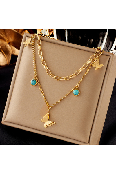Choice N2021 DIEYURO 316L Stainless Steel Butterfly Moon Lock Blue Eyes Penda...