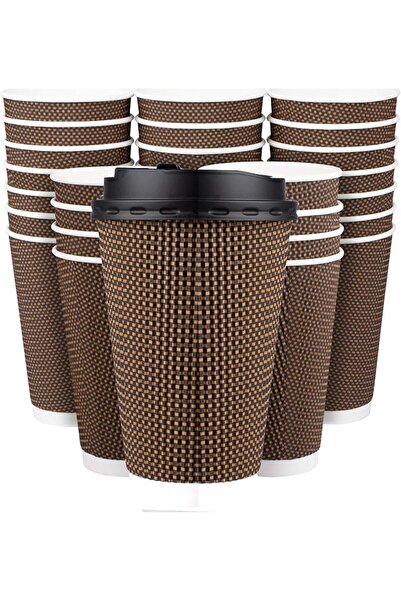 KASTWAVE Disposable Coffee Cups With Lids, Pack of 25 16 oz Premium Insulated...