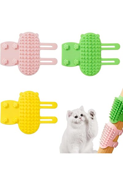 AZONEE Cat Self Groomer Brush Pack of 3, Soft Silicone 2-in-1 Cleaning Pet Br...