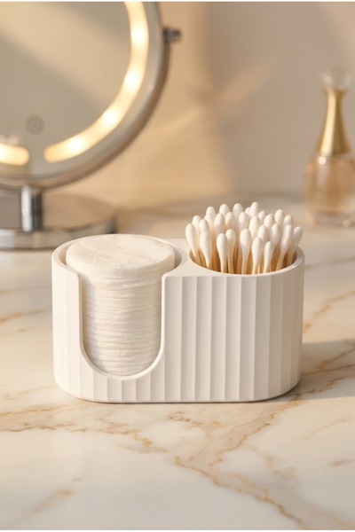 Biparca Store Cotton Pad and Swab Organizer - Decorative Makeup Table Organiz...