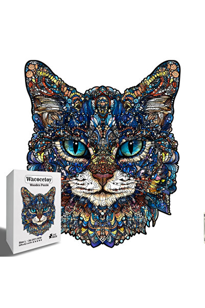 GoldenLike Wooden Cat Jigsaw Puzzle, 212-Piece Unique Shape Animal Puzzle, De...