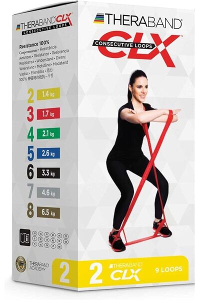 THERABAND CLX 9 Pre-Cut Consecutive Loop Strips, Super Heavy Resistance, Silver