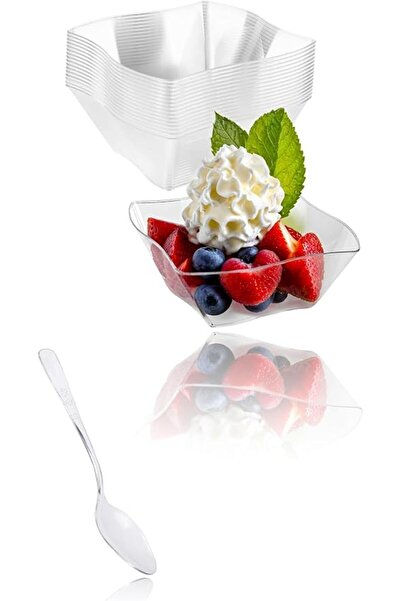 Sweet seven 50ct 5 oz Mini Dessert Cups with Spoons - Clear Reusable Party Se...