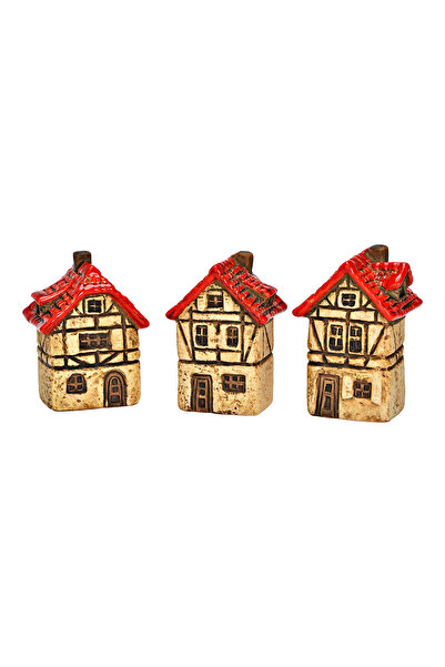 DecoDepot Ceramic house decoration, red/, 6x9x6 cm