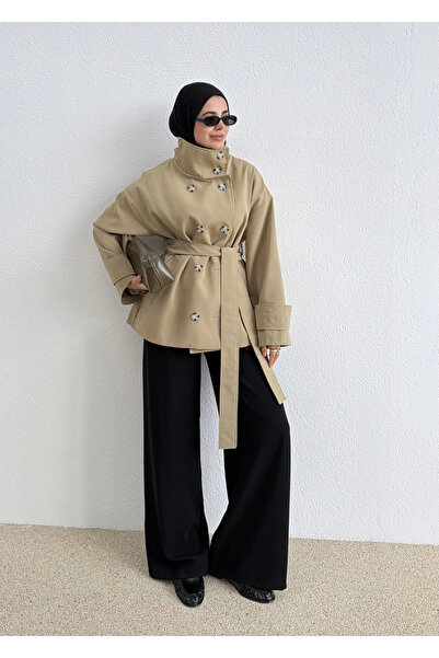 MODA AKSA 568 BNT DİK YAKA TRENCH yeşil