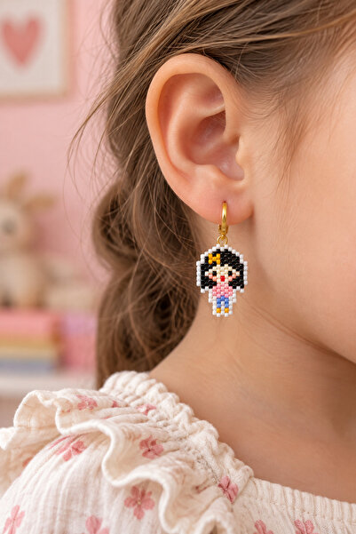 chipiques Handcrafted Miyuki Double Steel Earrings with Child Figure