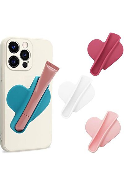 AZONEE Lip Gloss Adhesive Sleeve for Cell Phone, Heart Shape Silicone Lip Pho...