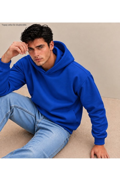 caddekombin Men's Hooded Sweatshirt - Plain Patternless Cotton Hoodie with Ka...