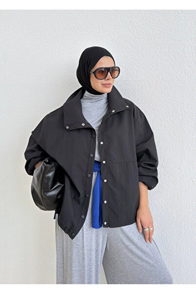 MODA AKSA ÇITÇIT RAHAT BOMBER Siyah