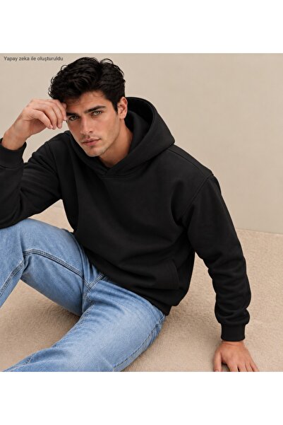 caddekombin Men's Hooded Sweatshirt - Plain Patternless Cotton Hoodie with Ka...