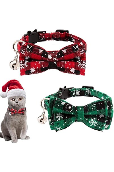 ASKIND Cat Collar, 2 Pcs Cat Collars with Bow Tie and Bells, Adjustable Relea...