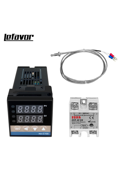 Choice جهاز تحكم في درجة الحرارة الرقمي C100 طراز REX-C100 مع مخرج SSR بحد أق...