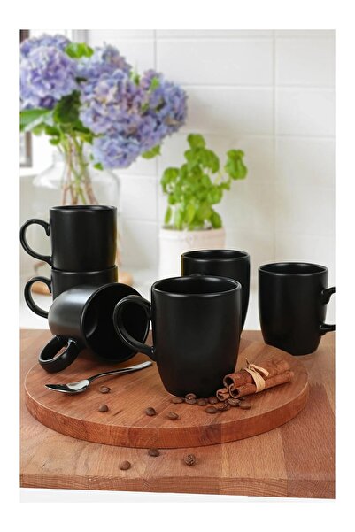 Karçiçeği Home Keramika Mat Siyah Bulut Kupa 9 Cm 6 Adet