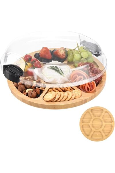 NALACAL Charcuterie Board with Lid and Handle, Portable Cheese Platter for Tr...