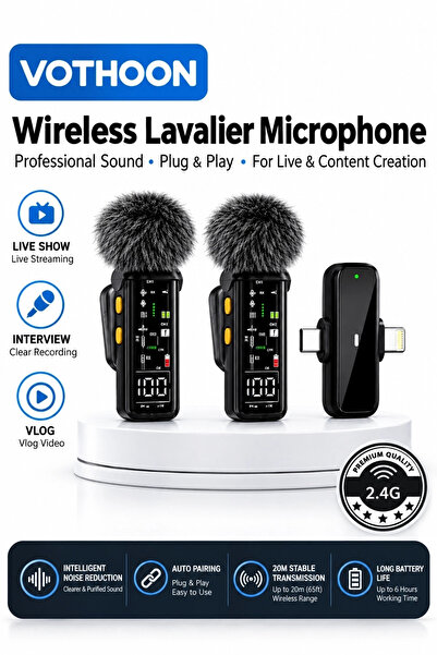 ARMÜZ High Quality Wireless Lavalier Microphone – Type-C Lightning Compatible...