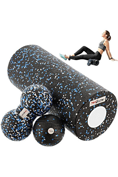 ACTIV SPACE Set de masaj EPP 4-în-1 cu rolă + bilă + bilă dublă - albastru