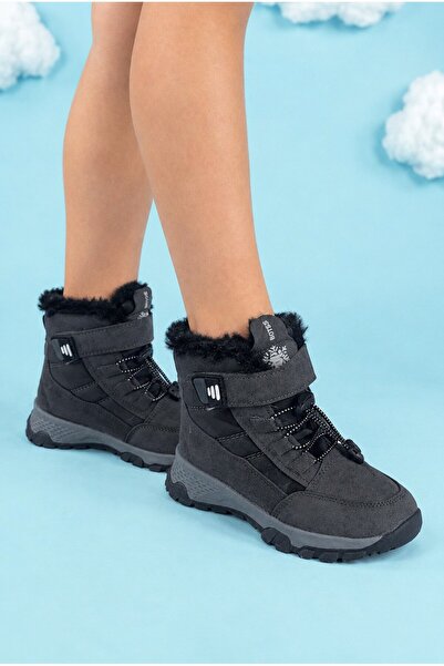 Nstil Boy's Snow Boots with Velcro Rubber Laces, Fur Patterned, Thick Non-Sli...