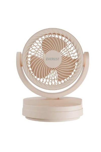 Everest EFN-509 Krem- Kahve 7 İnç 3 Kademeli 2100 RPM Hız Duvar Tıpı Ve Masaüstü Usb Fan