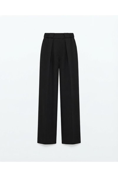 Bade Butik Black Elastic Waist Wide Leg Pants