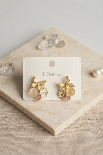 ARMÜZ Butterfly Model Floral Women's Earrings