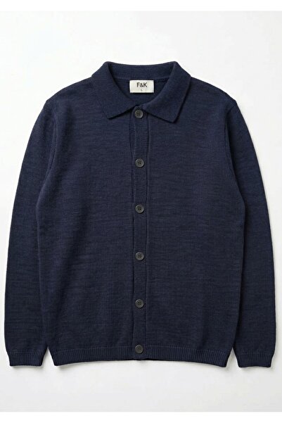 F&K Thick Polo Collar Men's Knitwear Cardigan