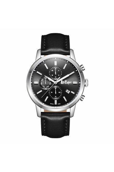 Lee Cooper Ρολόι με μαύρο δερμάτινο λουράκι LC08085.351