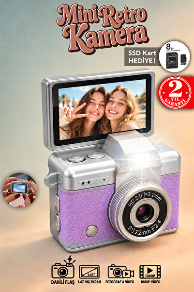mimtec Mini Retro Dijital Kamera - Flaşlı Katlanabilir Ekran 1080P HD Video S...